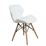 BricoShop24 Set 4 Sedie da Pranzo Bianco con Gambe in Legno seduta in PU