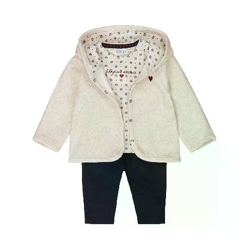 Dirkje completo bambina 3 pezzi camicia gilet pantaloni beige grigio