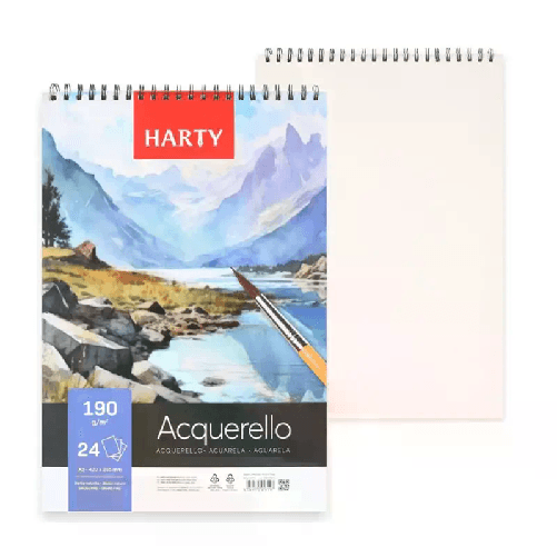 Harty Blocco carta acquerello album A4 schizzi Disegno 6PZ da 24 fogli 190gm Spiralato