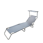 TrAdE Shop Traesio  Lettino Con Tettuccio Parasole Grigio Sdraio Prendisole 187x55x24 Cm Pieghevole 281019 -