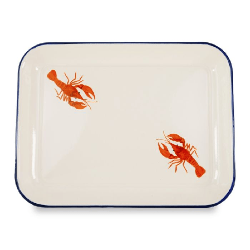 WD LIFESTYLE Vassoio in latta smaltata Aragosta 34x25cm.