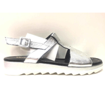 MELLUSO SCARPE SANDALO SANDALI ZEPPA DONNA MELLUSO R80020 SALINA PELLE ARGENTO ORIGINAL