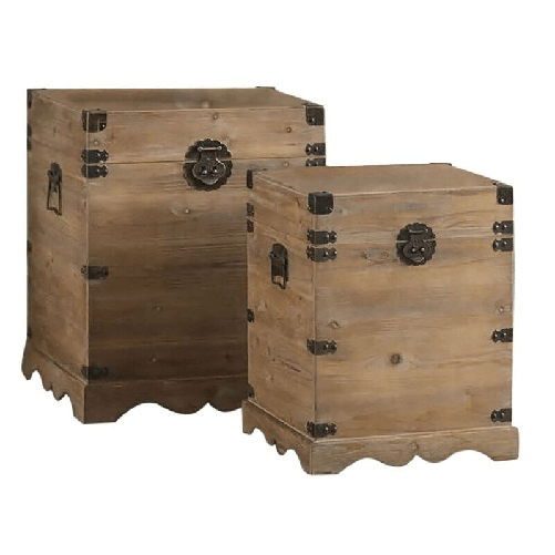 DKD Home Decor  Set di Bauli DKD Home Decor Metallo Abete Legno di abete Orientale 50 x 50 x 61 cm 48 x 48 x 61 cm