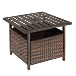 Outsunny Tavolino da Giardino con Foro per Ombrellone e Cesta Inferiore in Rattan PE e Acciaio, 55.5x55