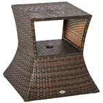 Outsunny Tavolino da Giardino con Ripiano Inferiore e Foro per Ombrellone da 4cm in Rattan 54x54x55cm