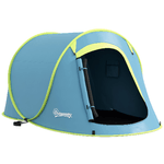 Outsunny Tenda da Campeggio Pop Up Impermeabile con Accessori e Borsa di Trasporto, 245x148x105 cm, Blu