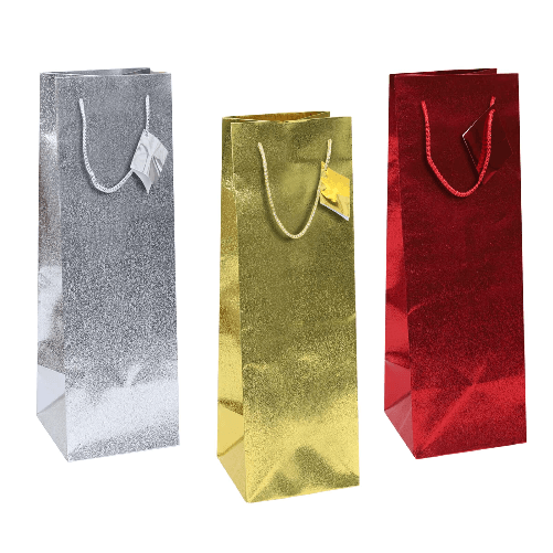 Florio Carta S.p.A. SHOPPER FLORIO PER BOTTIGLIA METAL GOFFRATO 13x9x36 cm