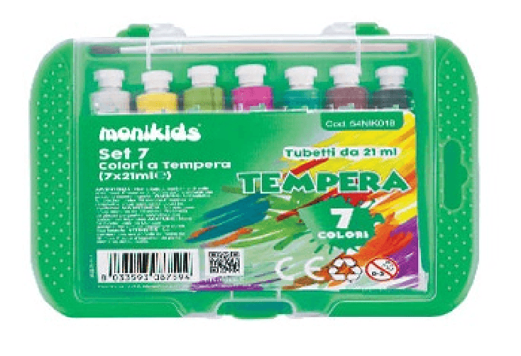 Senza marca TEMPERA MONIKIDS 21ml - 6 COLORI