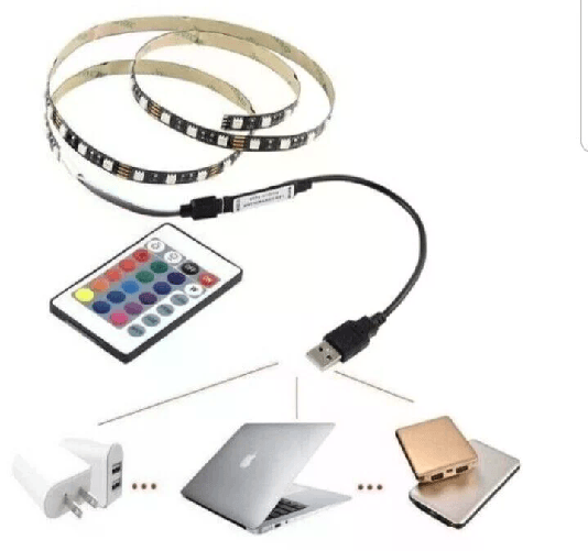 MEIQ IT Striscia LED 5M RGB USB per TV, PC, Camera – Telecomando, Atmosfera, 5V 1A