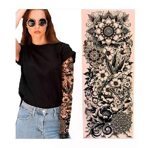 Guirca Tatuaggio Maniche Uomo Donna nylon Temporaneo Finto Tatoo Completo Braccio Calze