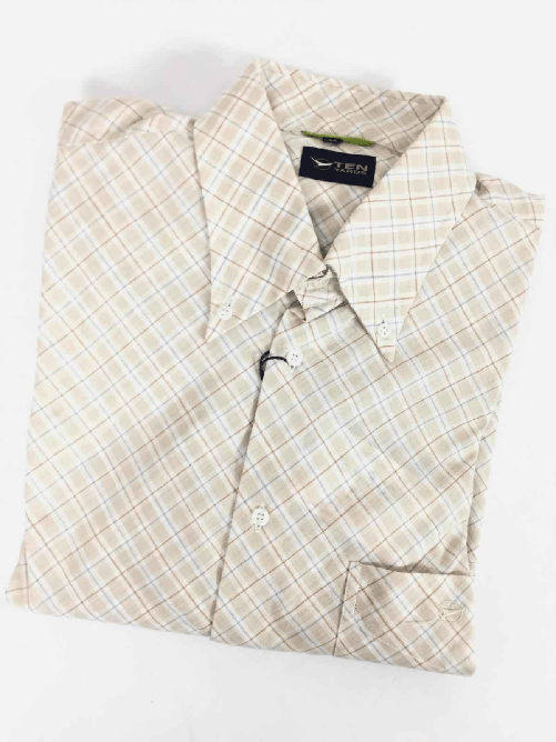 TEN YARDS CAMICIA CAMICIE UOMO TEN YARDS QUADRI BEIGE COTONE ORIGINALE PE