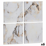 Gift Decor Set di 4 quadri Tela Marmo Bianco 35 x 7 x 35 cm (6 Unità)