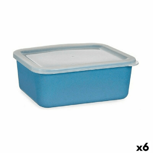 BigBuy Home Scatola portaoggetti con coperchio Blu scuro 14,5 x 7 x 19,5 cm (6 Unità)
