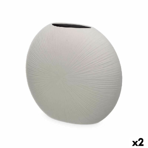 Gift Decor Vaso Grigio Ceramica 36 x 34 x 16 cm (2 Unità) Circolare
