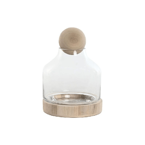 Home ESPRIT Vaso Home ESPRIT Trasparente Naturale Legno Cristallo 18 x 18 x 24 cm