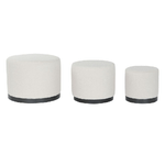 DKD Home Decor  Poggiapiedi DKD Home Decor Bianco Nero Poliestere Legno MDF Scandi 60 x 60 x 45 cm (3 Unità)
