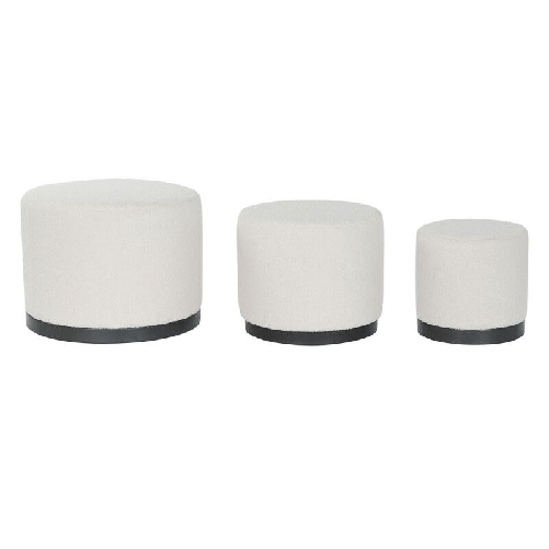 DKD Home Decor  Poggiapiedi DKD Home Decor Bianco Nero Poliestere Legno MDF Scandi 60 x 60 x 45 cm (3 Unità)