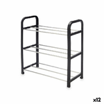 Kipit Scarpiera 3 Mensole Nero Argentato 40 x 19 x 14 cm (12 Unità)