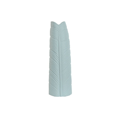 Home ESPRIT Vaso Home ESPRIT Blu cielo Gres Tropicale Foglia della pianta 22 x 15 x 70 cm