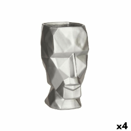 Gift Decor Vaso 3D Viso Argentato Poliresina 12 x 24,5 x 16 cm (4 Unità)