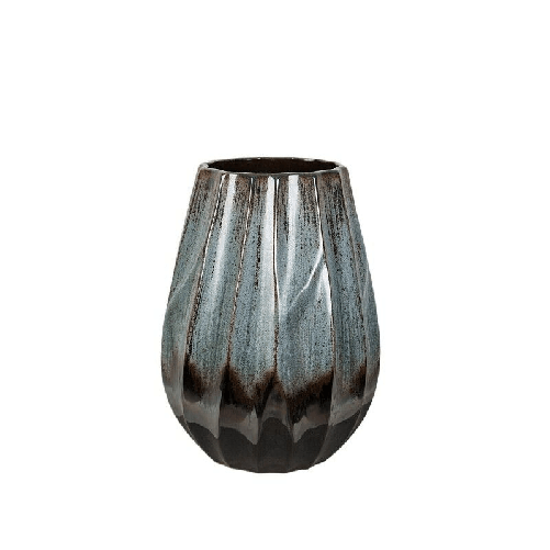 Romimex Vaso Romimex Azzurro Nero Blu/Nero Ceramica 23 x 28 x 23 cm