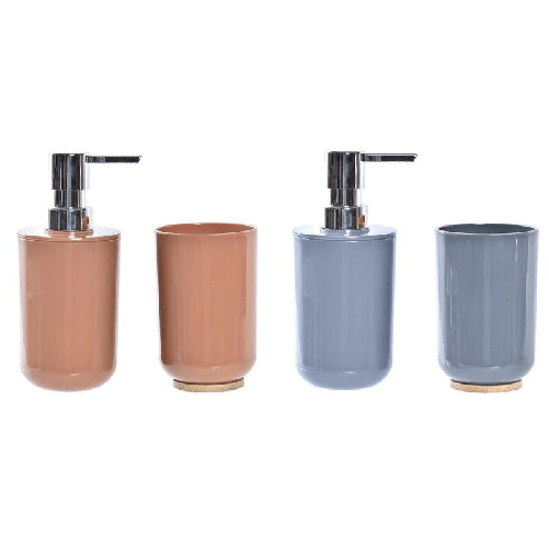 DKD Home Decor  Set da Bagno DKD Home Decor Naturale Grigio Arancio Corallo Alluminio Bambù PS Moderno (9 x 7 x 16