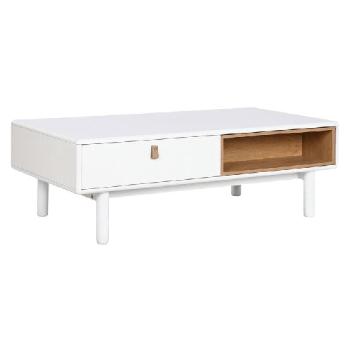 Home ESPRIT Tavolino da Caffè Home ESPRIT Bianco Naturale Poliuretano Legno MDF 120 x 60 x 40 cm