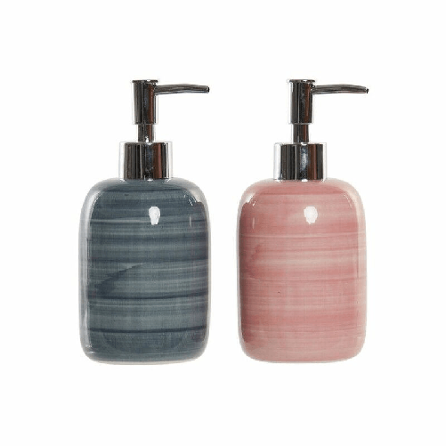 DKD Home Decor  Dispenser di Sapone DKD Home Decor Azzurro Rosa PVC Gres Scandinavo 8 x 8 x 16 cm (2 Unità)