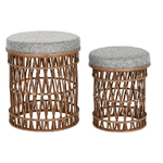 DKD Home Decor Poggiapiedi DKD Home Decor 40 x 40 x 48 cm Grigio Marrone Bambù Tropicale