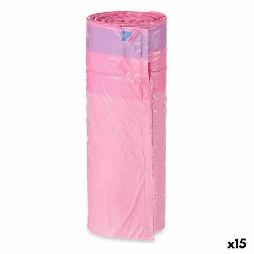BigBuy Home  Sacchetti per la Spazzatura Profumato Chiusura automatica Rosa Polietilene 15 Unità 30 L