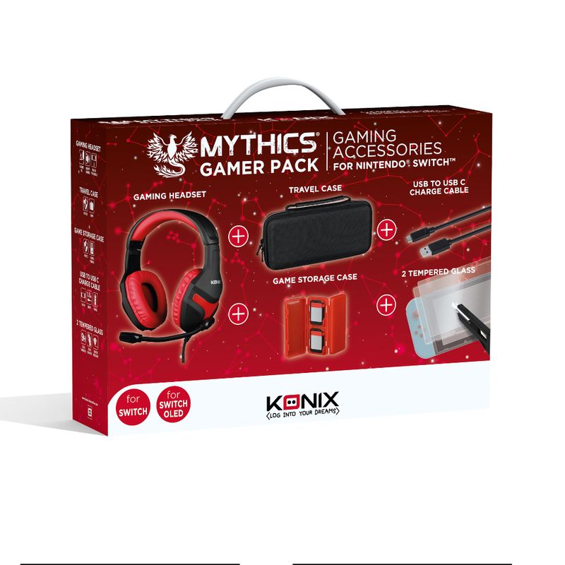 Cuffie-Konix-Mythics-Gamer-Switch-Pack---Copertina-di-trasporto---Templado-Glass-Protector---Case-per-4-auto-da-gioco---