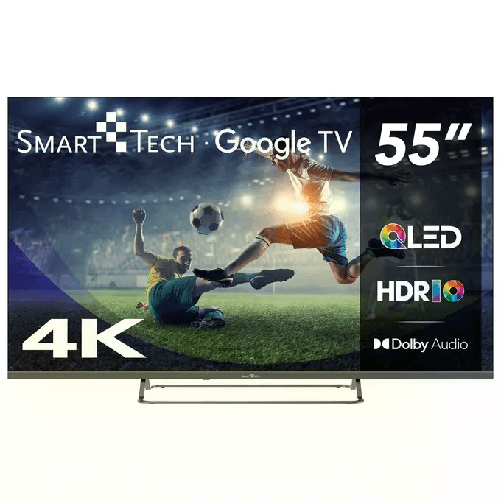 Smart Tech 55QG02V Smart TV 55 Pollici 4K Ultra HD Display QLED Sistema Google TV Dolby Audio HDR10 Classe E