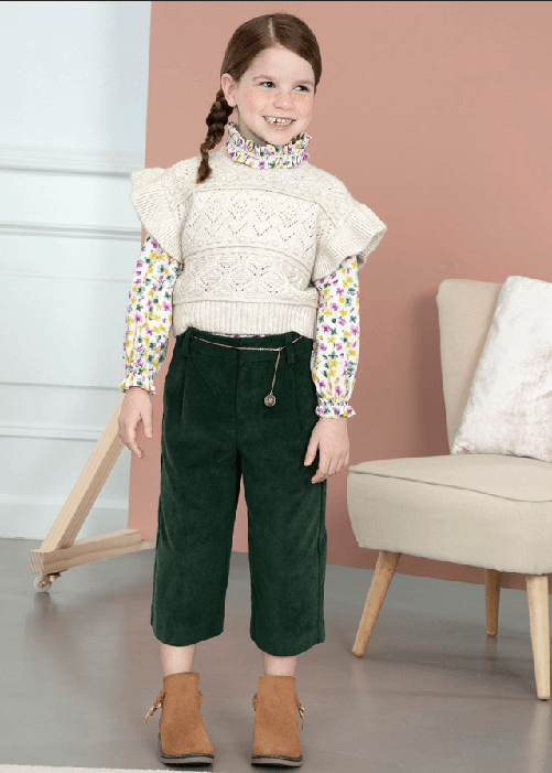 ABEL & LULA by MAYORAL  PANTALONE PANTALONI BAMBINA ABEL E LULA 5774 COTONE 51 VERDE ORIGINALE AI 2024
