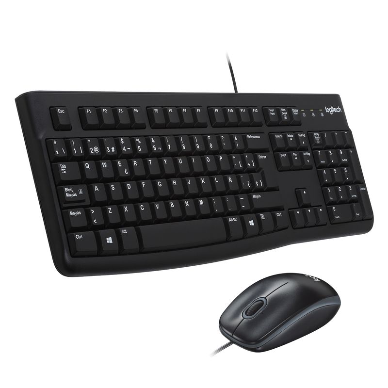 Logitech-Desktop-MK120-tastiera-Mouse-incluso-USB-QWERTY-Spagnolo-Nero