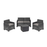 TrAdE Shop Traesio  Set Salotto Como Effetto Rattan Intrecciato Con Divano Poltrone Tavolino Contenitore -