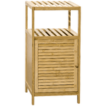 Kleankin Mobiletto Bagno in Bambù a Doghe con Armadietto a un'Anta, 33x36.5x67cm, Colore Legno Naturale