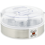 HOMCOM Yogurtiera 20W da 1.5L con 7 Vasetti e Display a Pulsanti, in Acciaio Inox e Plastica