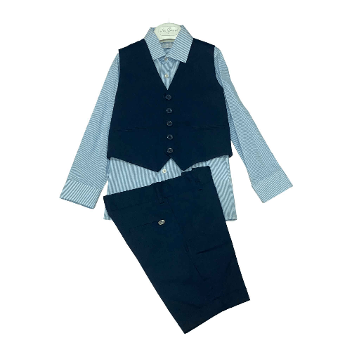LES GAMINS ABITO COMPLETO CERIMONIA BIMBO LES GAMINS LGM064106B COTONE BLU ORIGINAL PE 2023