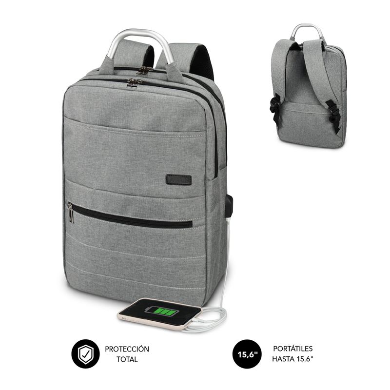 Subblim-Mochila-Elite-Airpadding---Capacidad-para-Portatiles-de-hasta-156----Acabado-Exterior-Resistente-al-Agua---Corr