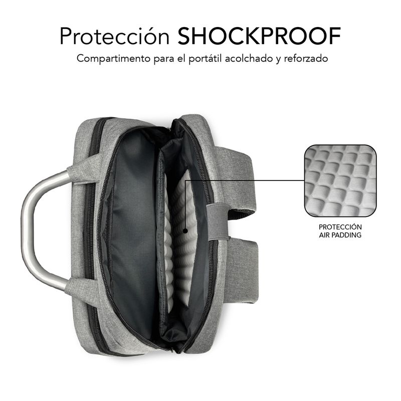 Subblim-Mochila-Elite-Airpadding---Capacidad-para-Portatiles-de-hasta-156----Acabado-Exterior-Resistente-al-Agua---Corr