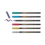 Edding-1340-Brush-Pack-de-6-Rotuladores---Punta-Pincel-Flexible---Trazo-1-3mm---Tinta-con-Base-de-Agua---Colores-Oro-Ro