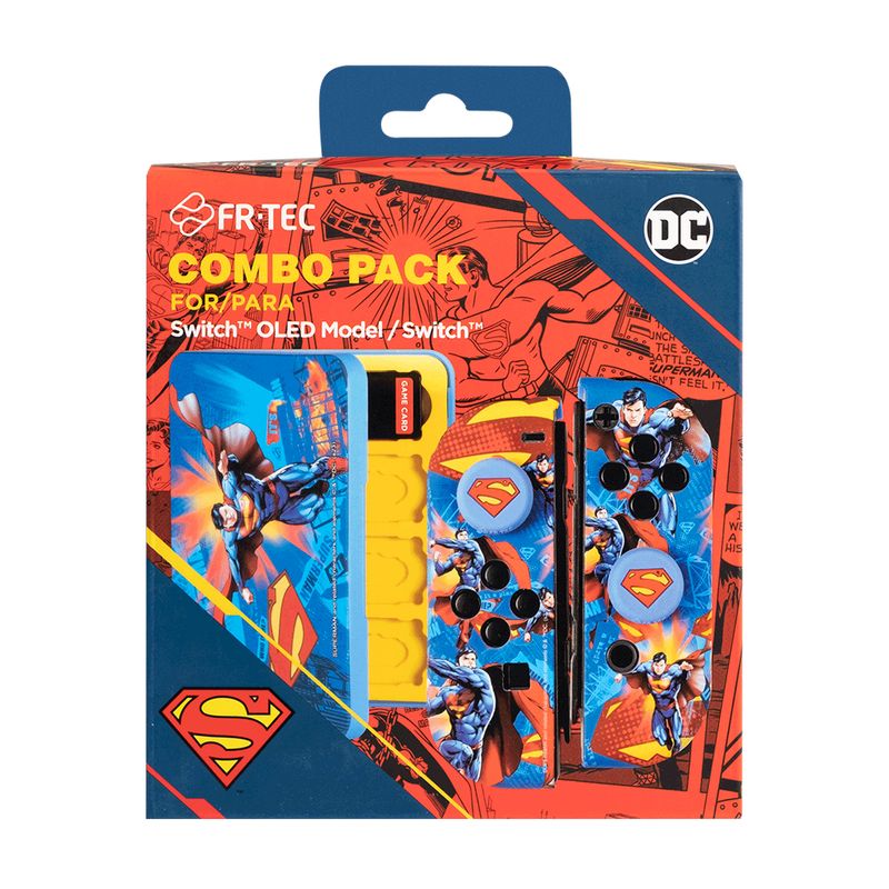 FR-TEC-Carcasas-Duras-Protectoras-para-Joycons-de-Superman-para-Nintendo-Switch---Grips-con-Relieve-Del-Logo-de-Superman