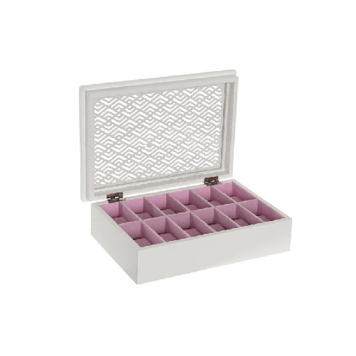DKD Home Decor  Custodia per orologi DKD Home Decor Bianco Rosa chiaro Cristallo Legno MDF 29 x 20 x 9 cm (12