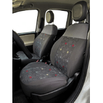 Cora Manufacturing  Coprisedili anteriori personalizzati Fiat Panda 12&gt; tess. misto cotone quadri grigio/piombo