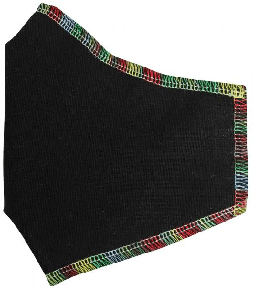 Cora Manufacturing Cora M3PZ-08 Mascherina adulto tinta unita nera bordo multicolor