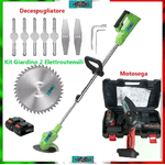 SAR Decespugliatore A Batteria Elettrico + Motosega 4" - 4 Batterie Tagliaerba 1900W