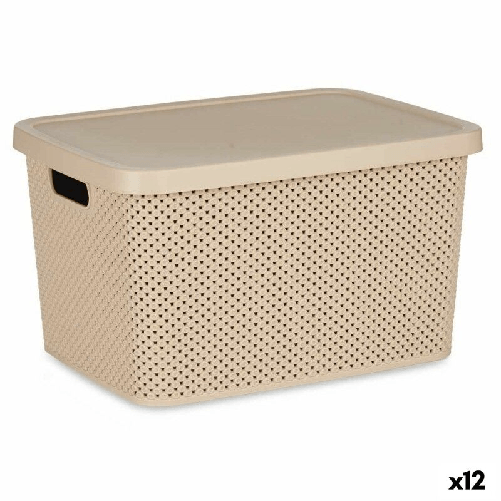 Kipit  Scatola portaoggetti con coperchio Kipit 041262-5 Beige Plastica 19 L 28 x 22 x 39 cm (12 Unità)