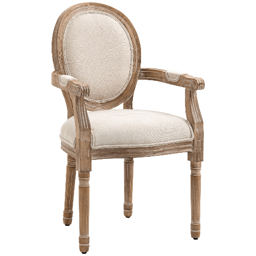 HOMCOM Sedia da Salotto Stile Classico Imbottita con Rivestimento in Tessuto, 56x56x96cm, Bianco Crema