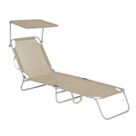 TrAdE Shop Traesio  Lettino Con Parasole In Textilene Tortora Mare Giardino Schienale Regolabile 281055 -