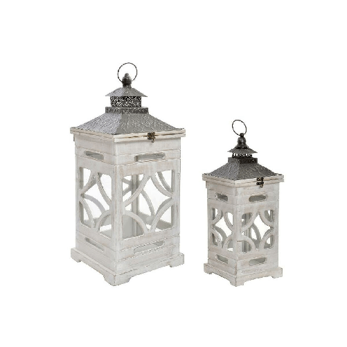 Home ESPRIT Lampioni Home ESPRIT Naturale Cristallo Abete Arabo 26,5 x 26,5 x 65 cm (2 Pezzi)